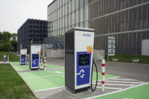 Neubau der Schnellladeinfrastruktur für E-Autos an der EnBW City im Stuttgarter Fasanenhof