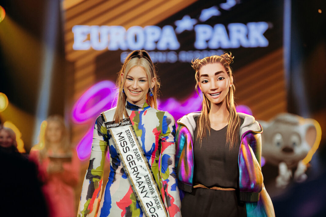 Miss Germany 2023 Kira Geiss neben virtuellen Influencerin LIJ