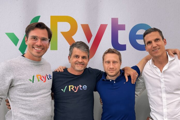 ryte Team Photo von Ryte und Semrush. (v.l.n.r) Mit Andy Bruckschloegl, Marcus Tandler (Gründer Ryte), Eugene Levin (President Semrush) und Jens Mittnacht (CFO/ COO Ryte).