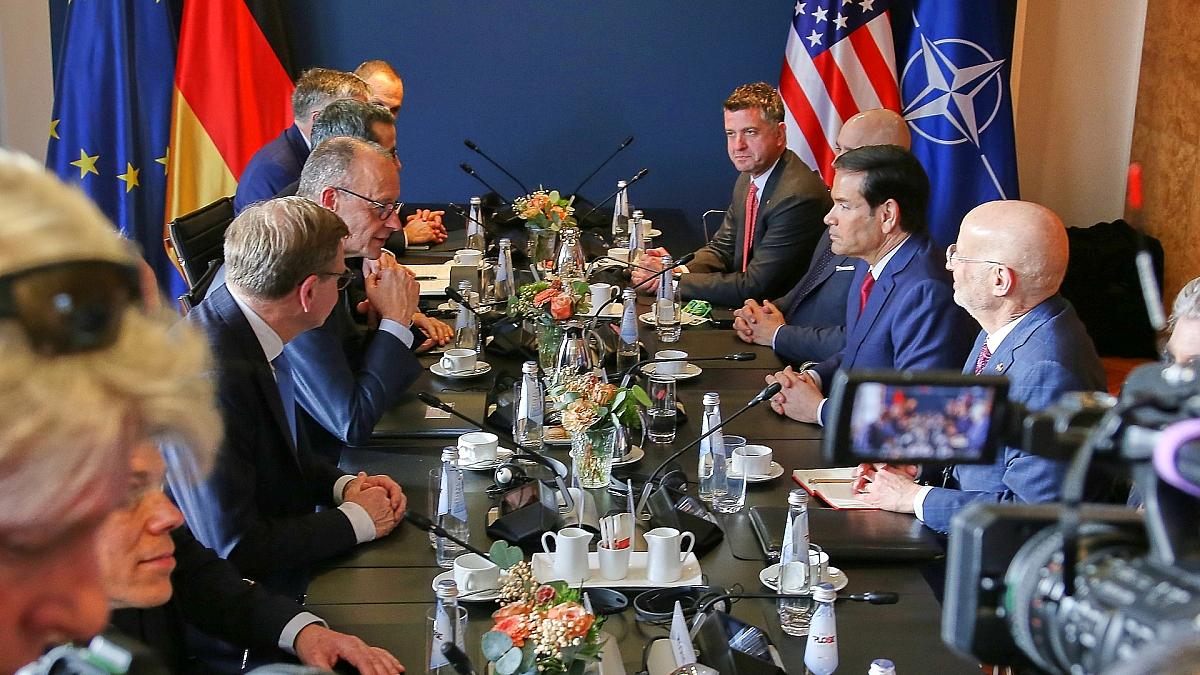 Treffen zwischen deutscher und US-Delegation mit Merz und Rubio am 13.02.2026, via dts Nachrichtenagentur